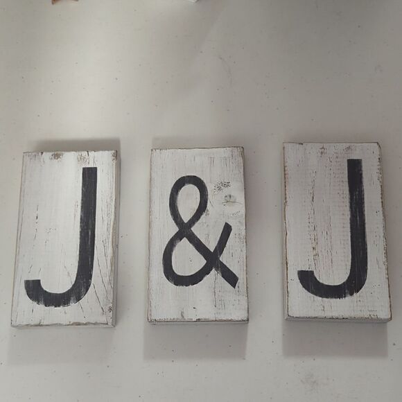 "J" "&" "J" Gray Wooden Blocks - Picture 1 of 1